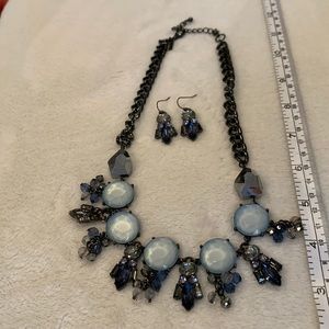 Lane Bryant Chukhley blue necklace with matching earrings